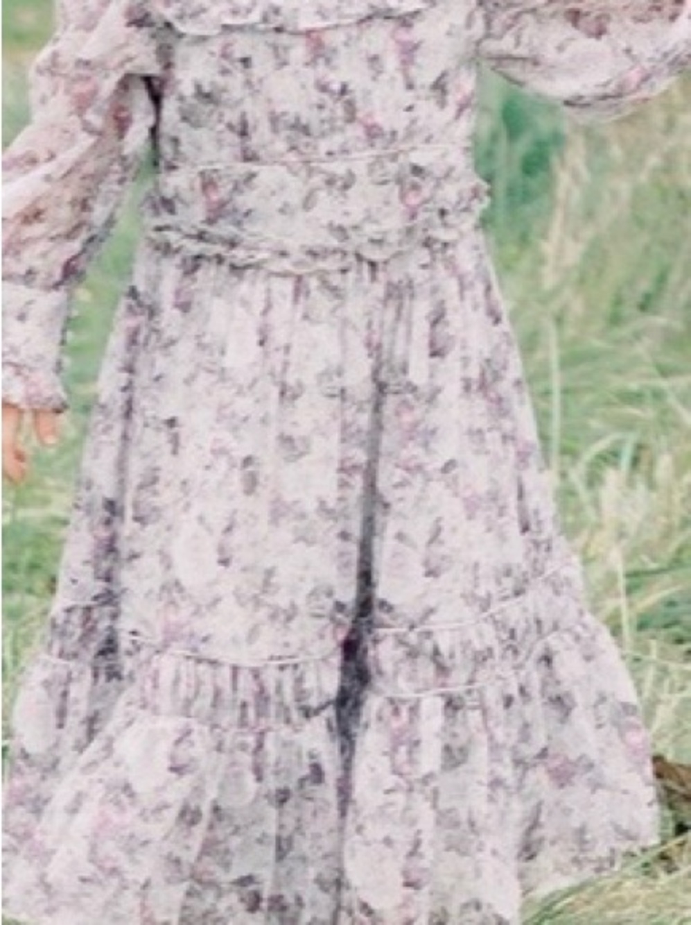 Ivy City Co Mini (Girls) Lavender and Pink Floral Ruffle Tiered Dress - Picture 7 of 7